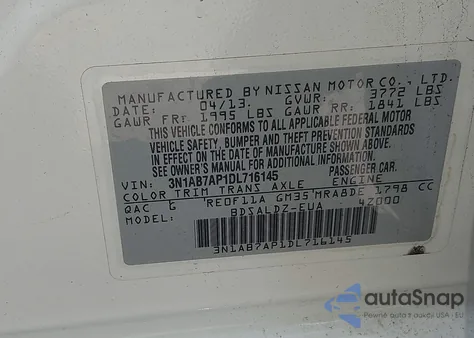 2013 Nissan Sentra Sv из США, поврежденный, VIN 3N1AB7AP1DL716145